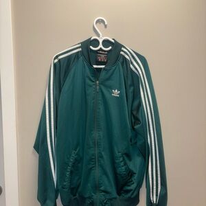adidas Teal Lightweight Track Jacket with White Stripes